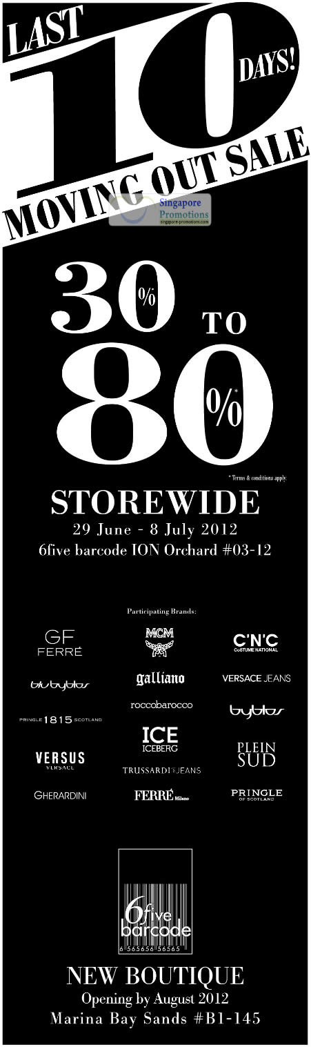 Featured image for (EXPIRED) 6Five Barcode Up To 80% Off Moving Out Sale @ ION Orchard 29 Jun – 8 Jul 2012