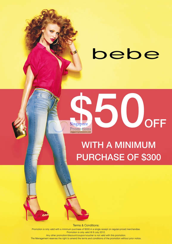Featured image for (EXPIRED) Bebe Singapore $50 Off Minimum $300 Purchase Promotion 25 Jun – 8 Jul 2012