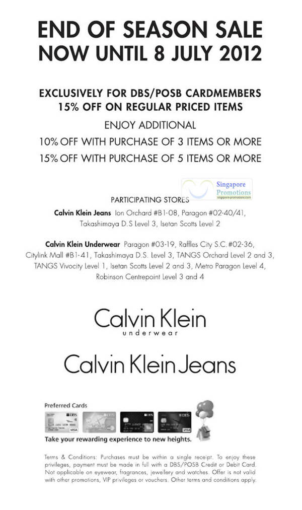 Featured image for (EXPIRED) Calvin Klein Jeans & Underwear 15% Off End of Season Sale 1 Jun – 8 Jul 2012