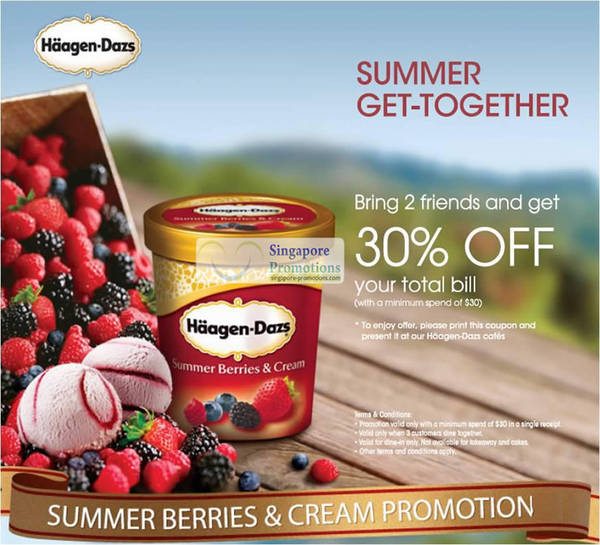 Featured image for (EXPIRED) Haagen-Dazs 30% Off Coupon With Minimum $30 Spend 5 Jun – 31 Jun 2012