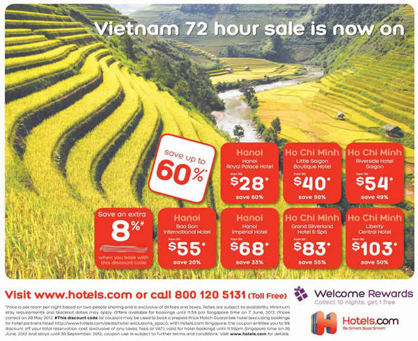 Featured image for (EXPIRED) Hotels.Com Vietnam Sale Up To 60% Off 5 – 7 May 2012