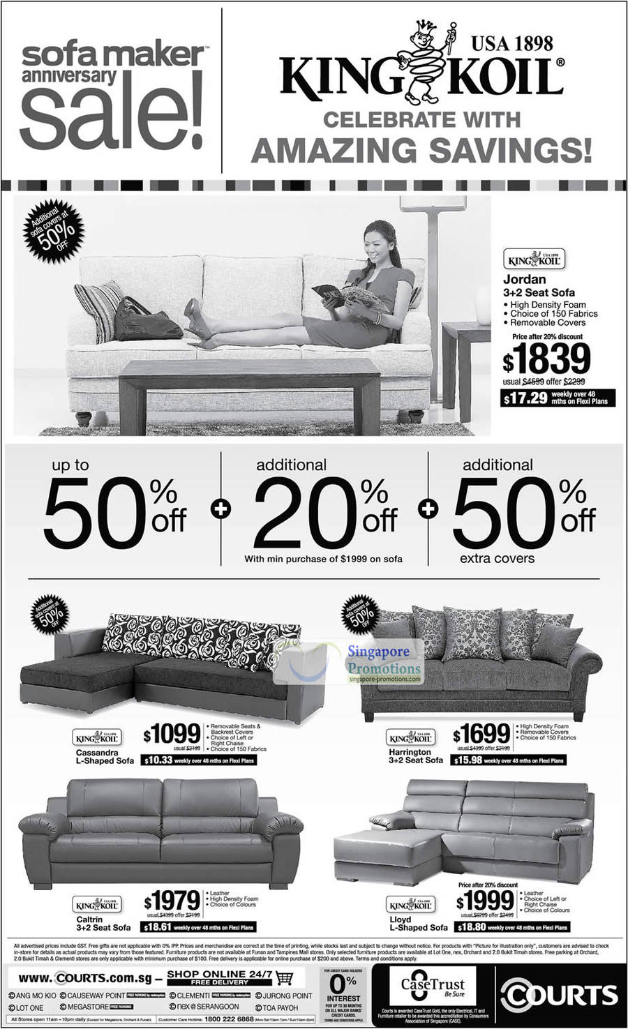 King Koil Sofa Sets, Jordan, Cassandra, Harrington, Lloyd, Caltrin