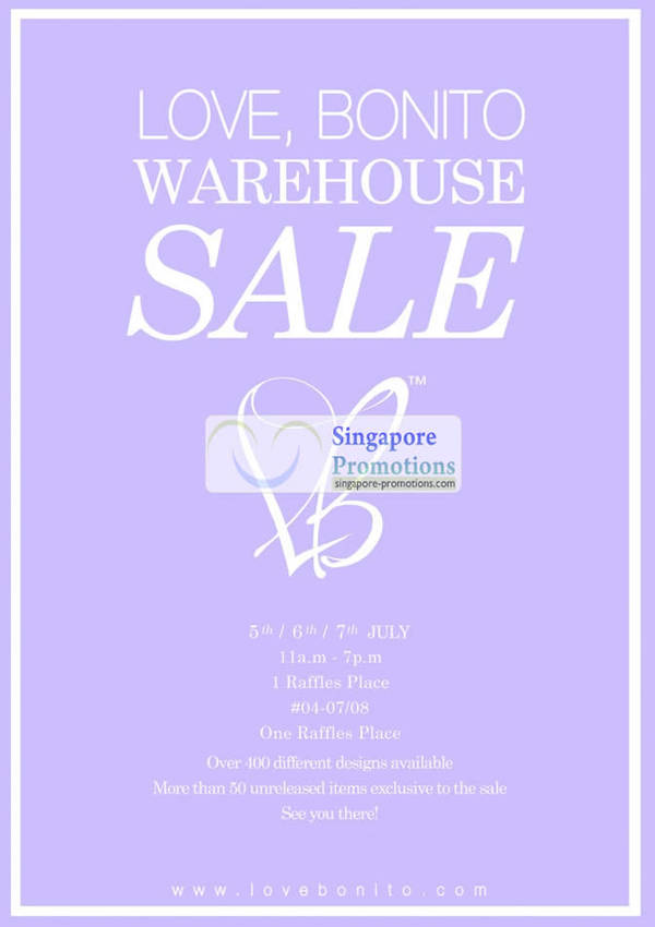 Featured image for (EXPIRED) Love Bonito Warehouse Sale @ One Raffles Place 5 – 7 Jul 2012