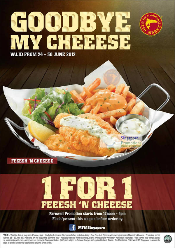 Featured image for (EXPIRED) Manhattan Fish Market Singapore 1 For 1 Feeesh ‘N Cheeese Coupon 24 – 30 Jun 2012