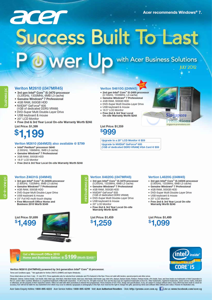 Featured image for Acer Business Notebooks & Desktop PC Price List 2 - 31 Jul 2012