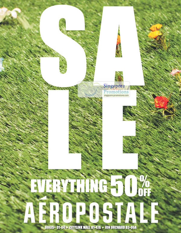 Featured image for (EXPIRED) Aeropostale 50% OFF Sale Islandwide @ Citylink Mall, Bugis+ & ION Orchard 3 Aug 2012