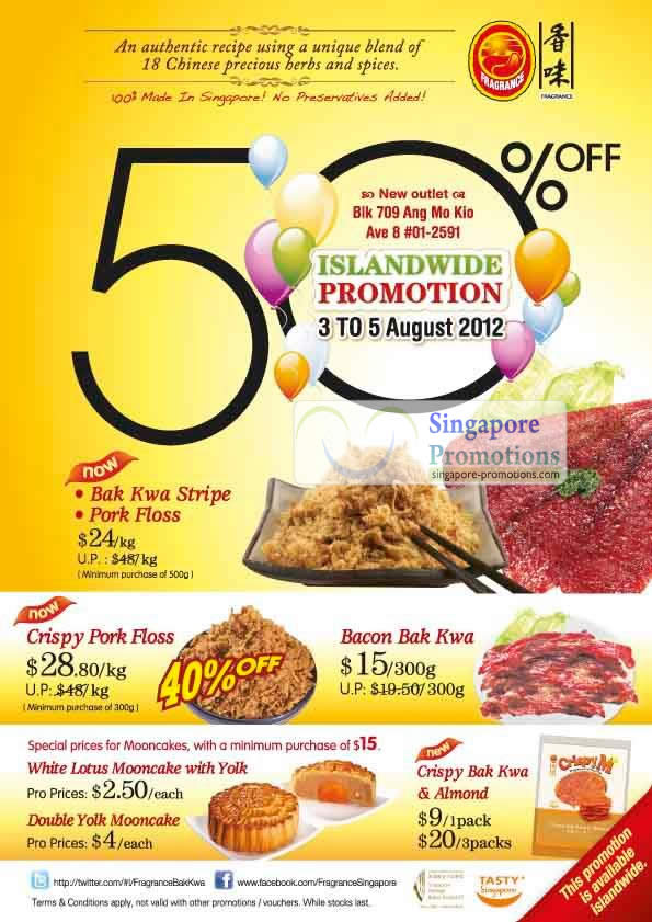 Featured image for (EXPIRED) Fragrance Foodstuff 50% Off Bak Kwa Strips & Pork Floss & More 3 – 5 Aug 2012