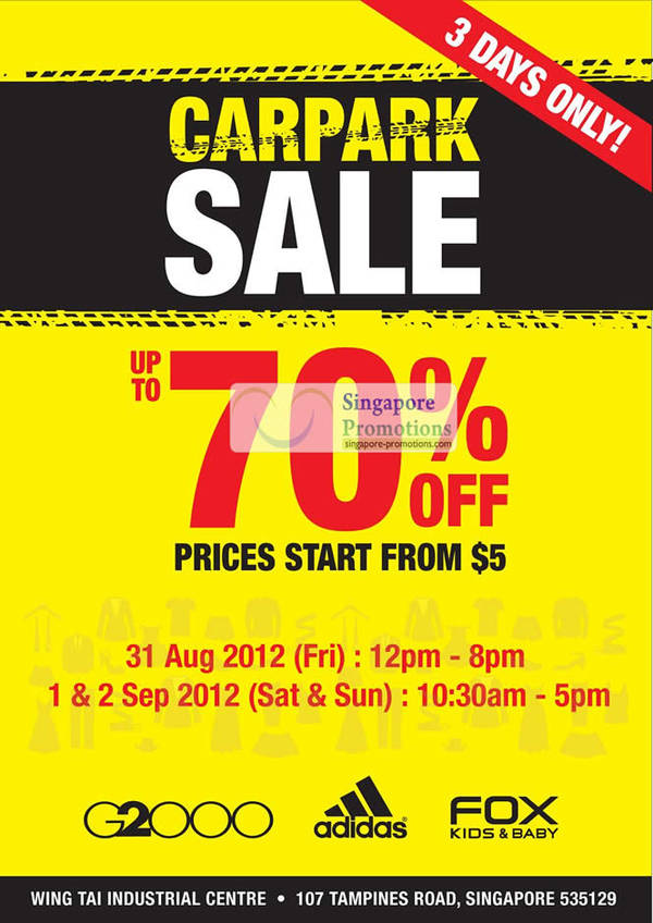 Featured image for (EXPIRED) G2000, Adidas, Fox Kids & Baby Car Park Sale Up To 70% Off @ Wing Tai 31 Aug – 2 Sep 2012