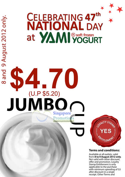Featured image for (EXPIRED) Yami Yogurt 50 Cents Off Jumbo Cup Promotion 8 – 9 Aug 2012
