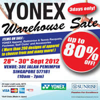 Featured image for Yonex Warehouse Sale Up to 80% off @ 38E Jalan Pemimpin 28 - 30 Sep 2012