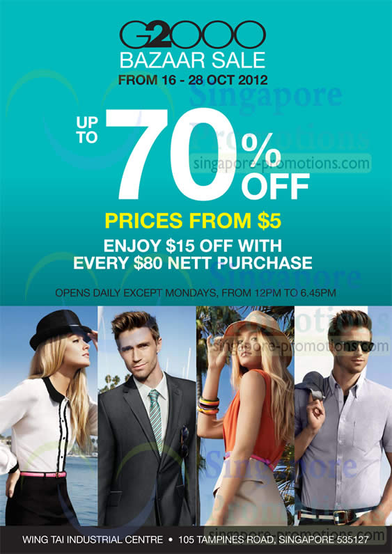 Featured image for (EXPIRED) G2000 Bazaar Sale Up To 70% Off @ Wing Tai 16 – 28 Oct 2012