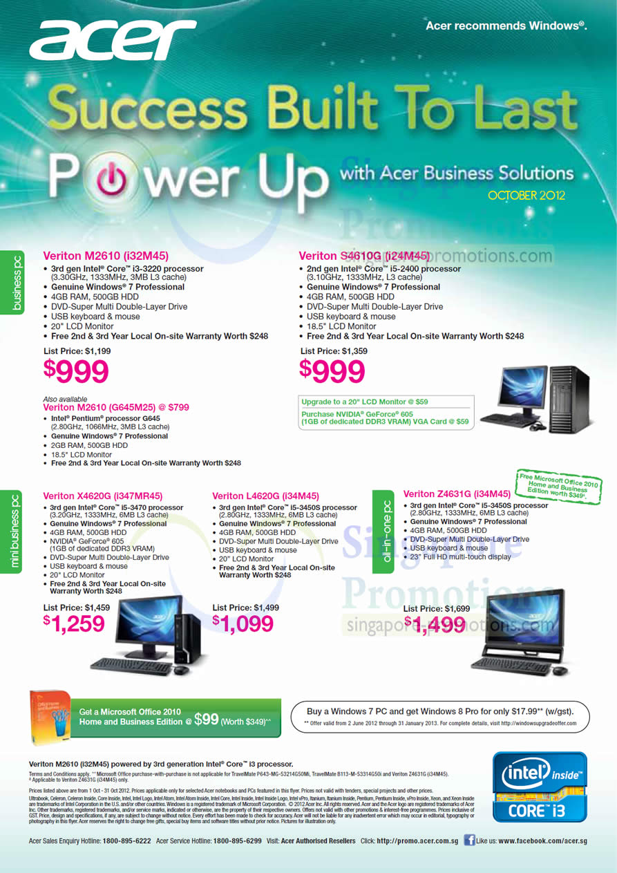 Featured image for Acer Business Notebooks & Desktop PC Price List 1 - 31 Oct 2012