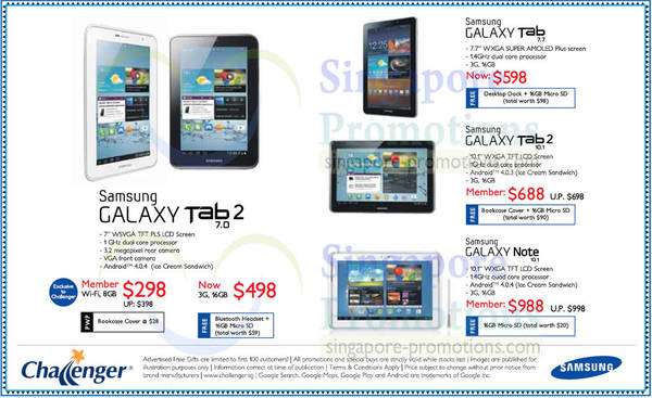 Featured image for Challenger Samsung Tablets No Contract Price List 16 Nov 2012