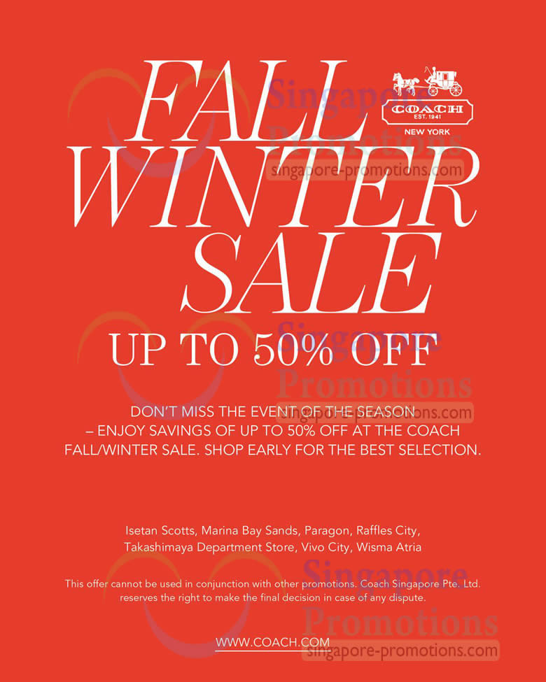 Featured image for Coach Singapore Fall / Winter Sale Up To 50% Off (Now Final Sale!) @ Islandwide 29 Nov 2012