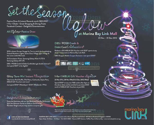 Featured image for (EXPIRED) Marina Bay Link Mall Christmas Promotions & Activities 23 Nov – 31 Dec 2012