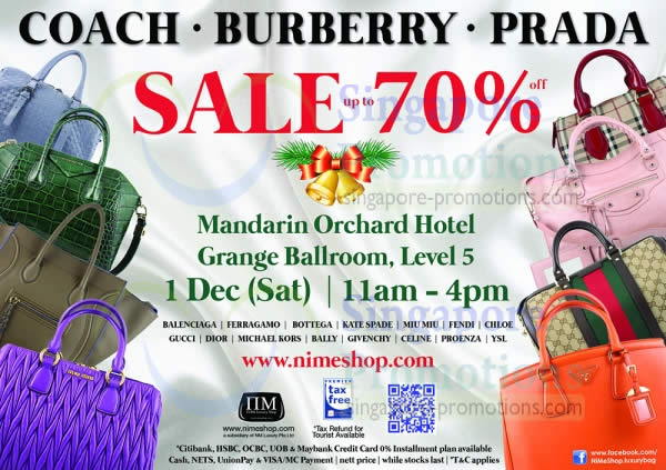 Featured image for (EXPIRED) Nimeshop Branded Handbags Sale Up To 70% Off @ Mandarin Orchard 1 Dec 2012