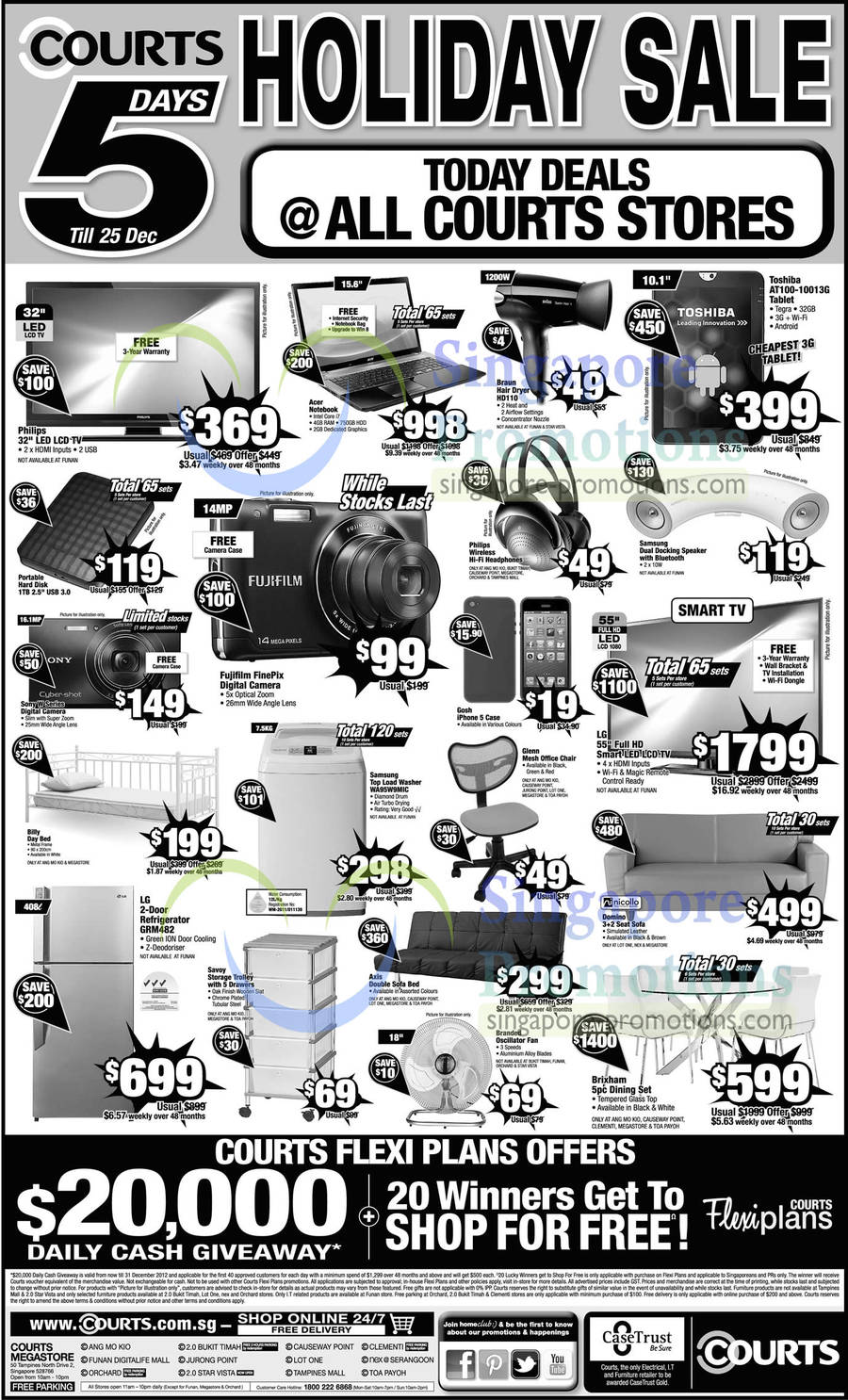 23 Dec Braun Hair Dryer HD110, Toshiba AT100-10013G Tablet, Nicollo Domino Sofa, LG Fridge GRM482, Samsung Washer WA95W9MIC