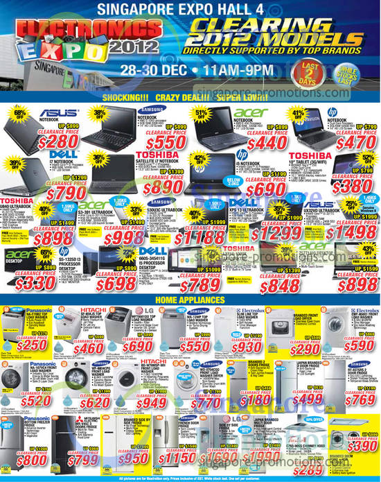 29 Dec Notebooks, Desktop PC, Washer, Fridge, Hood, Toshiba U840, Acer S3-391, Samsung 530U3C