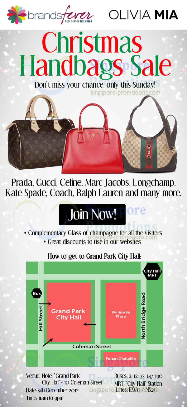 Featured image for (EXPIRED) Brandsfever Handbags Sale @ Grand Park City Hall 9 Dec 2012