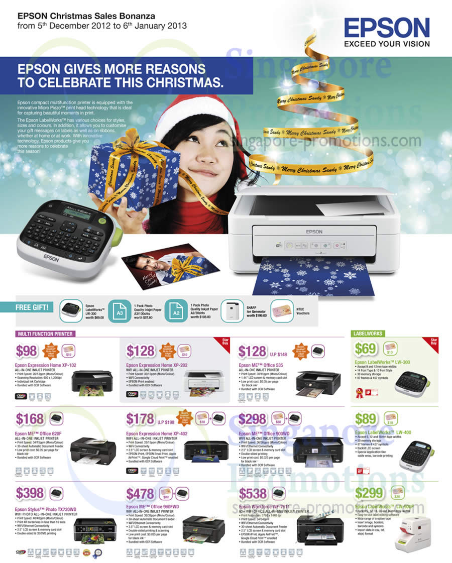 Featured image for Epson Printers, Projectors & Scanners Promotion Price List 5 Dec 2012 - 6 Jan 2013