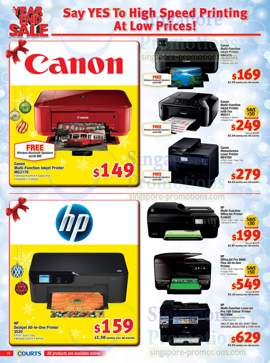 Inkjet Printers, Canon, HP, MG3170, MG4270,  MX517, MF4750