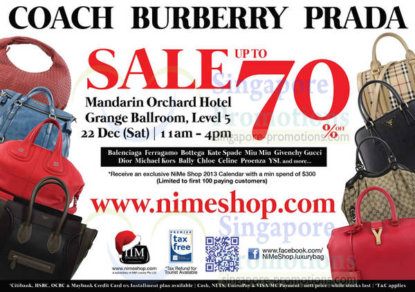 Featured image for (EXPIRED) Nimeshop Branded Handbags Sale Up To 70% Off @ Mandarin Orchard Hotel 22 Dec 2012