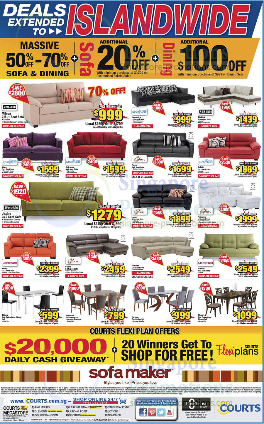 Sofa Sets King Koil Maxx, Clairmore, Caltrin, HTL Figaro , Lucas, Felixstow