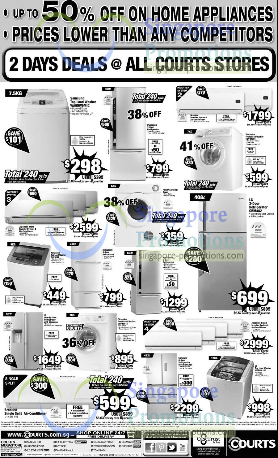 Washers, Fridges, Samsung, Electrolux, LG, Panasonic, Mitsubishi, Fisher n Paykel