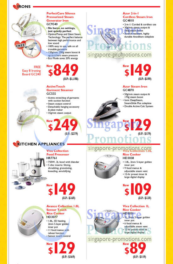 25 Jan Steam Iron, Garment Steamers, Rice Cookers, GC9540, GC4810, GC555, HR7761, HD3038, HD3077