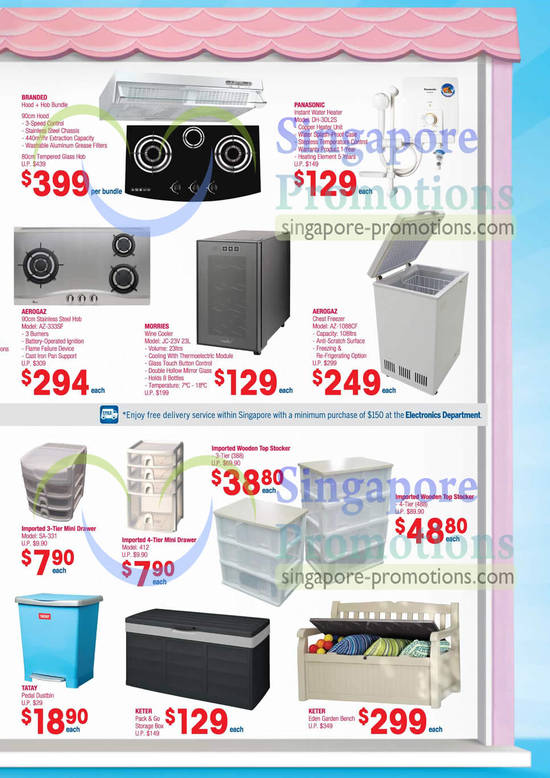 Home Appliances, Panasonic DH-3DL2S Water Heater, Aerogaz AZ-1088CF Chest Freezer, AZ-333SF Hob