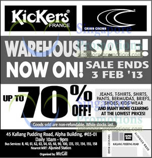 Featured image for (EXPIRED) McGill Kickers France & Criss Cross Up To 70% Off Warehouse Sale 26 Jan – 3 Feb 2013