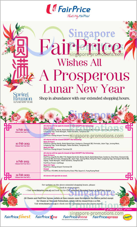FairPrice CNY Opening Hours 9 Feb 2012