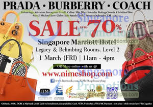 Featured image for (EXPIRED) Nimeshop Branded Handbags Sale Up To 70% Off @ Marriott Hotel 1 Mar 2013