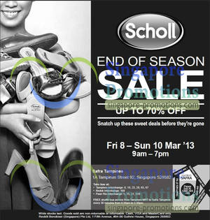 Featured image for (EXPIRED) Scholl End of Season Sale Up to 70% Off @ Safra Tampines 8 – 10 Mar 2013