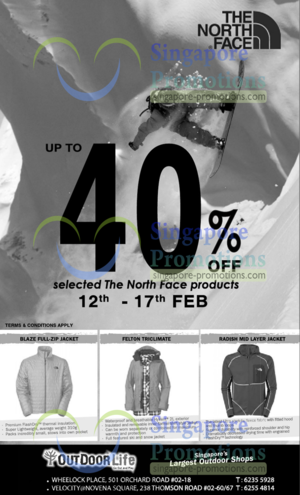 Featured image for (EXPIRED) The North Face Up To 40% Off Promo 12 – 17 Feb 2013