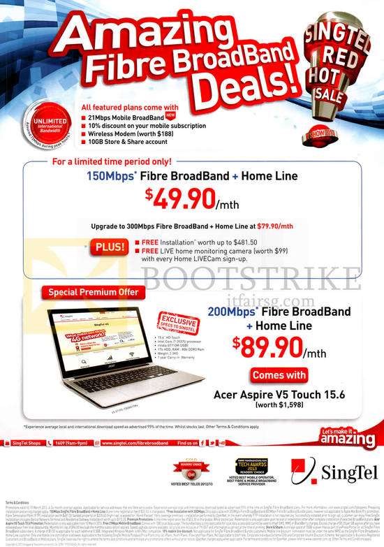 Broadband Fibre 150Mbps, Fixed Line, 200Mbps Free Acer Aspire V5 Touch 15.6 Notebook