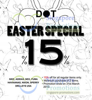 Featured image for (EXPIRED) Dot 15% Off Easter Special 22 – 31 Mar 2013