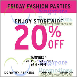 Featured image for (EXPIRED) Fashion Fast Forward (F3) 20% Off Storewide @ Tampines One 22 Mar 2013