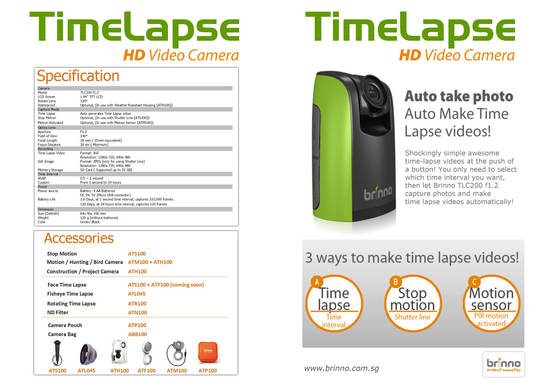 TimeLapse HD Video Camera Specification, Features, Accessories