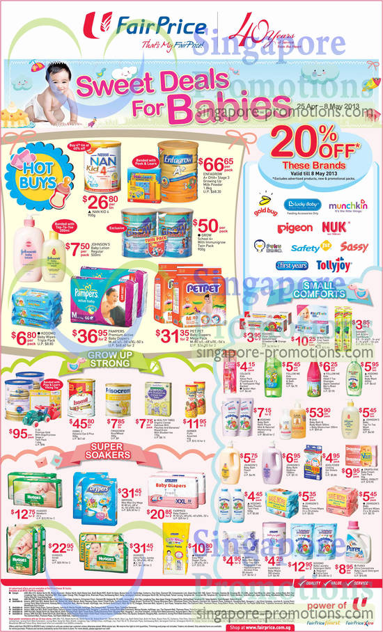 Sweet Deals for Babies, 20 Percent Off Selected Brands, Milk Powders, Diapers, Nan, Grow, Isomil, Enfagrow, Drypers, Huggies, S-26