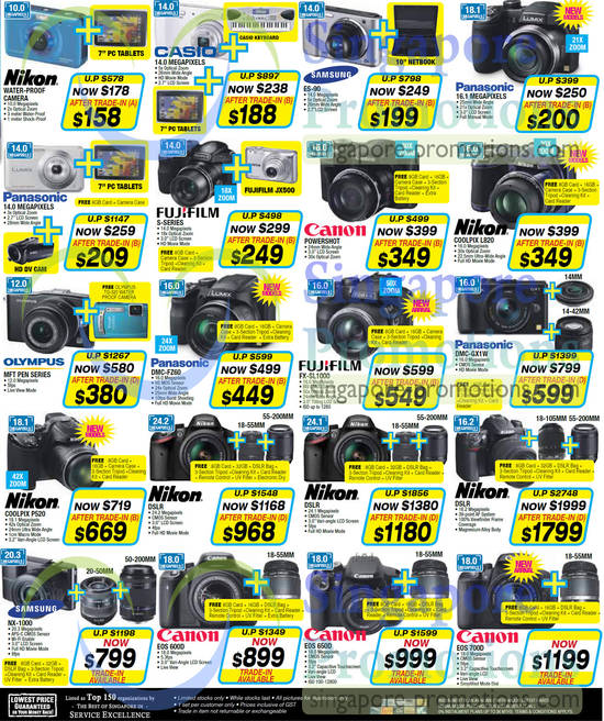 Digital Cameras Nikon, Casio, Samsung, Panasonic, Fujifilm, Canon