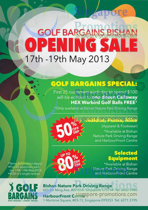 Featured image for (EXPIRED) Golf Bargains Opening Sale @ Bishan & Habourfront Centre 17 – 19 May 2013