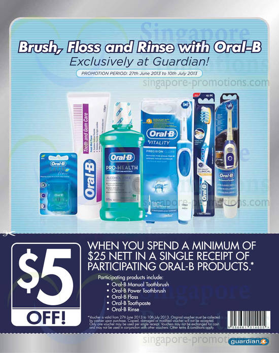 5 Dollar Off on Oral B Products with 25 Dollar Purchase