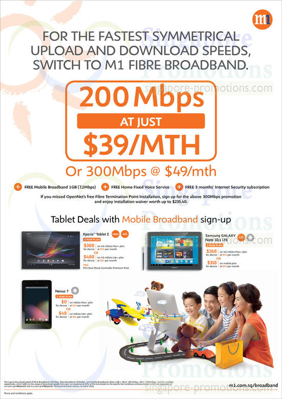 Fibre Broadband 200Mbps, 300Mbps, Sony Xperia Tablet Z, Samsung Galaxy Note 10.1 LTE, Nexus 7