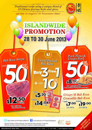 Featured image for (EXPIRED) Fragrance Foodstuff Up To 50% Off Bakkwa & More 28 – 30 Jun 2013