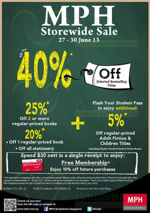 Featured image for (EXPIRED) MPH Bookstores Over 20% Off Storewide Sale 27 – 30 Jun 2013