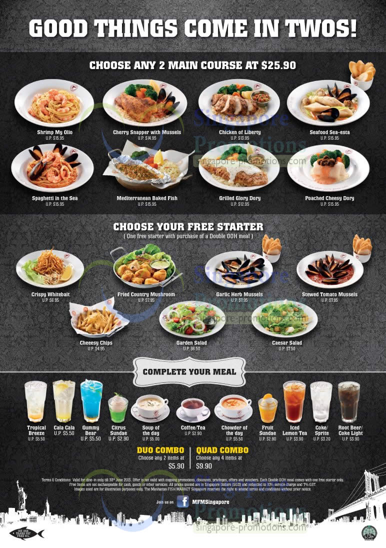 Main Courses Free Starters Manhattan Fish Market 25 90 For 2 Main 