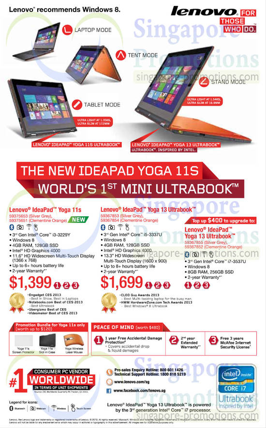 Notebooks Yoga 11s, Yoga 13