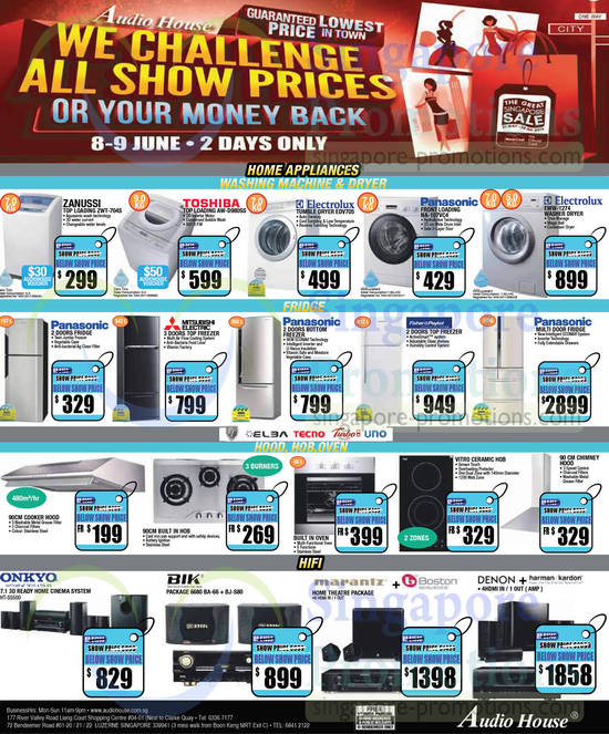 Washers, Dryer, Home Theatre System, Zanussi, Toshiba, Electrolux, Panasonic, Onkyo
