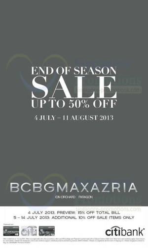 Featured image for (EXPIRED) Bcbgmaxazria End of Season Sale Up To 50% Off 4 Jul – 11 Aug 2013